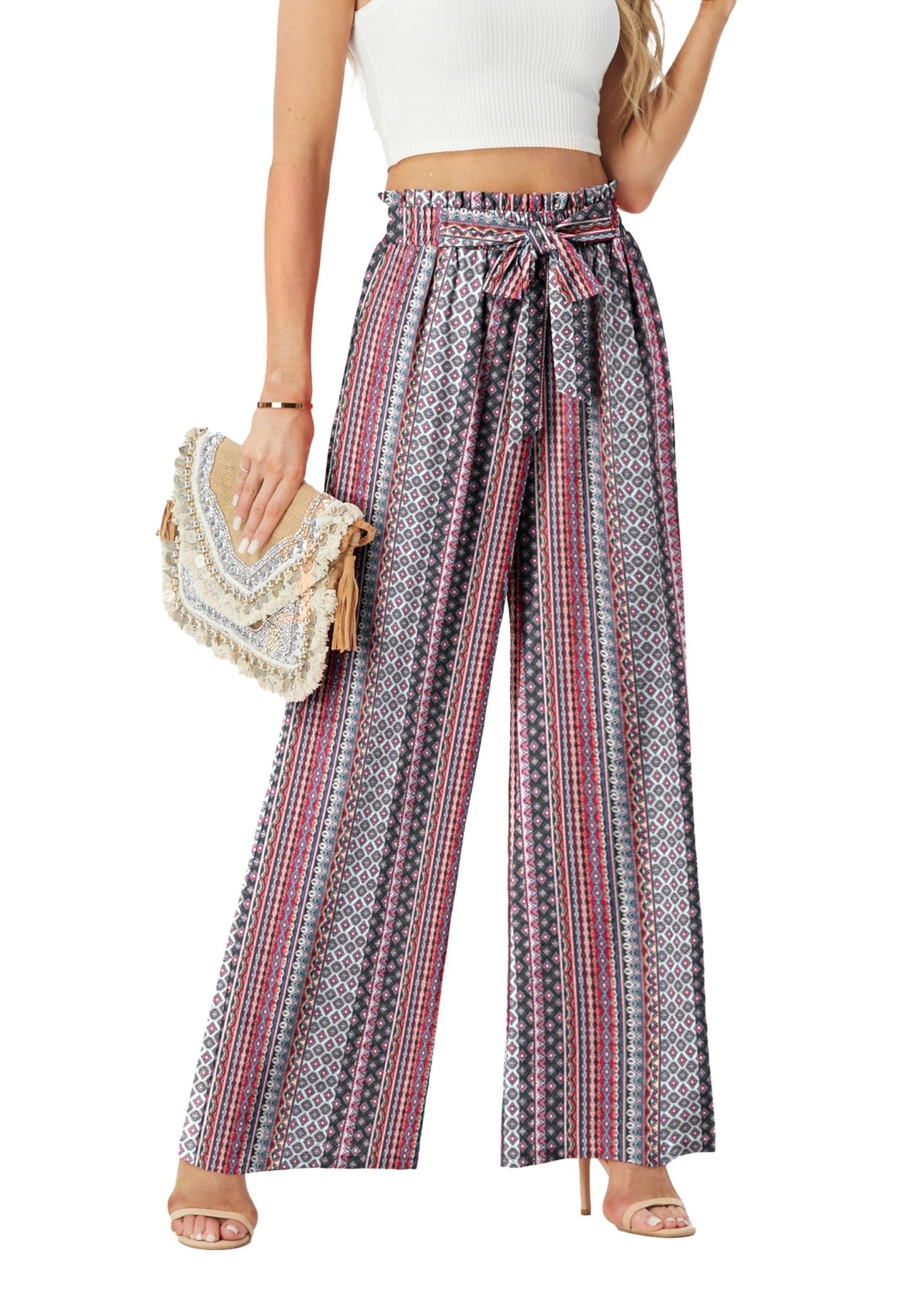 FREEOAK Wide Leg Casual Business Boho Hippie Pants Flowy Breathable So –  Bella Blue Styles