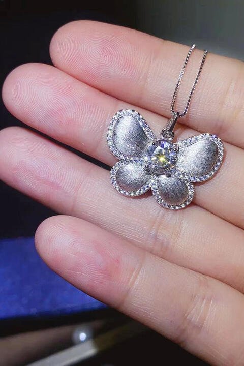 1 Carat Moissanite Butterfly Pendant Necklace - Bella Blue Styles