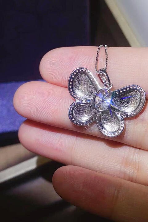 1 Carat Moissanite Butterfly Pendant Necklace - Bella Blue Styles