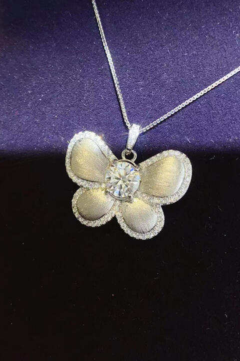 1 Carat Moissanite Butterfly Pendant Necklace - Bella Blue Styles