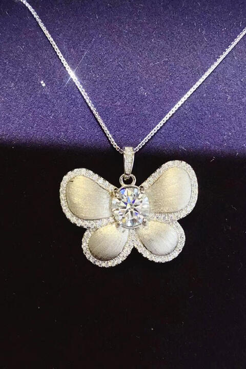 1 Carat Moissanite Butterfly Pendant Necklace - Bella Blue Styles