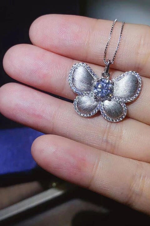 1 Carat Moissanite Butterfly Pendant Necklace - Bella Blue Styles