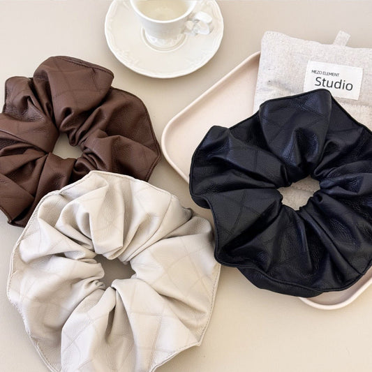 3 - Piece PU Leather Elastic Hair Scrunchy - Bella Blue Styles