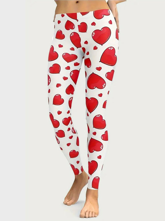 Heart Print Skinny Pants