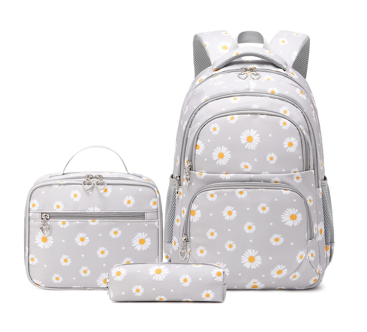 3Pcs Daisy Prints Backpack Sets Kids Bookbag Primary School Daypack Elementary Students Knapsack for Teens Girls - Bella Blue Styles