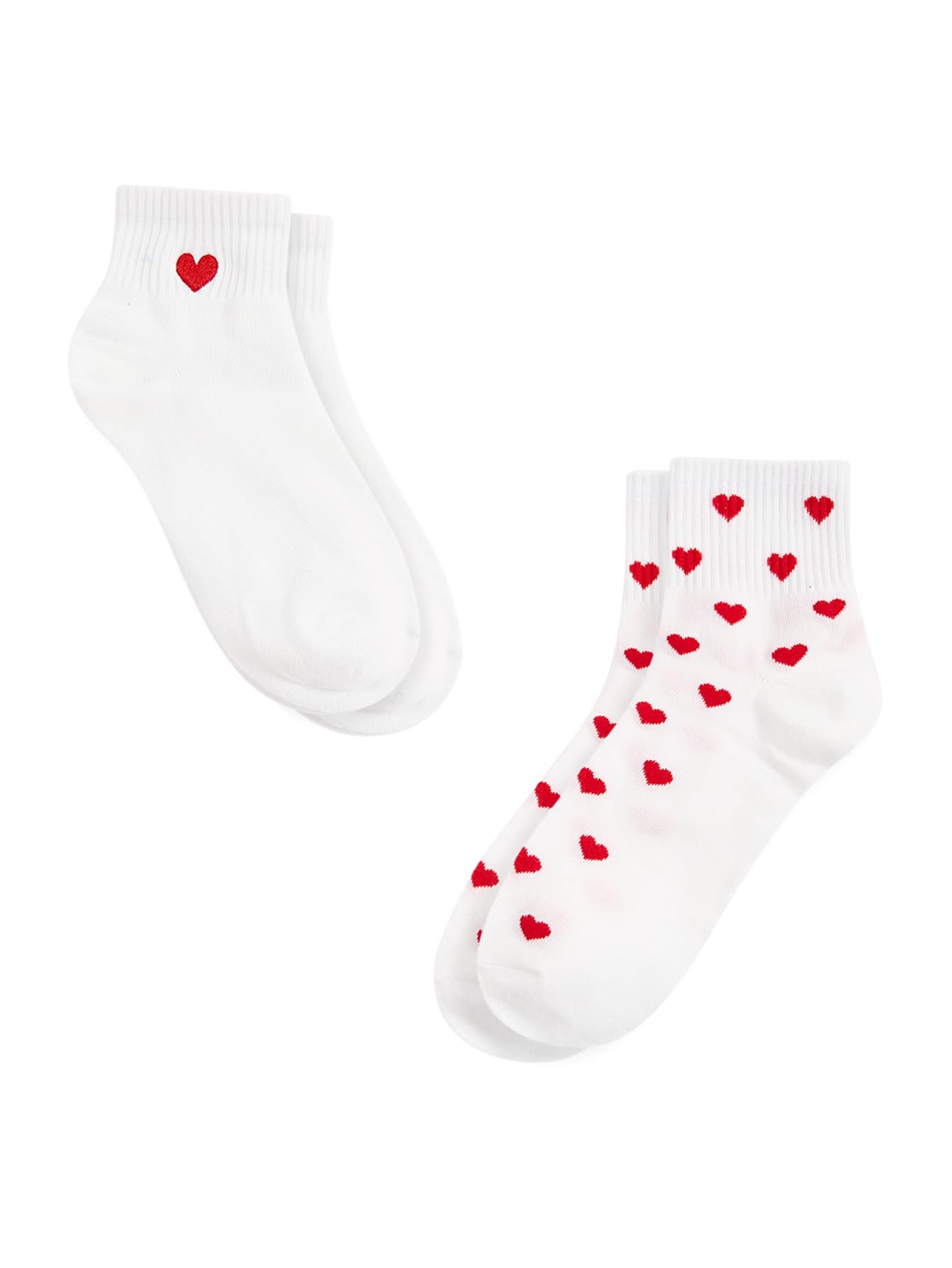 Milumia Women's 2 Pairs Heart Print Ankle Socks Comfort Low Cut No Show Socks White One Size