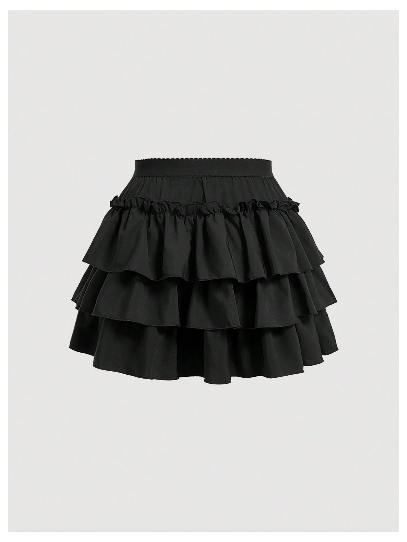 MakeMeChic Women's Plus Size Skirt Bow Knot Ruffle Tiered A Line Y2K Mini Skirts Black X-Large Plus