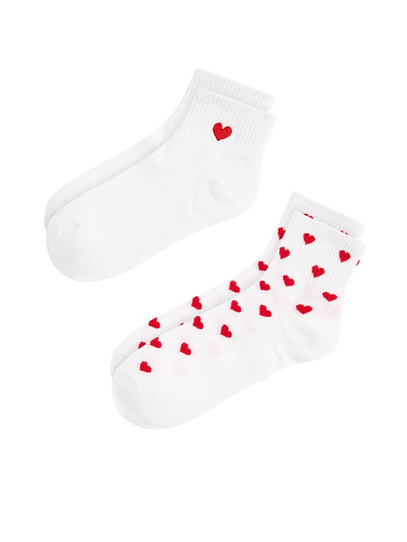 Milumia Women's 2 Pairs Heart Print Ankle Socks Comfort Low Cut No Show Socks White One Size