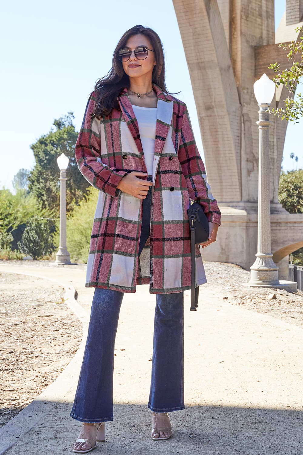 Raquelle Plaid Button Up Lapel Collar Coat