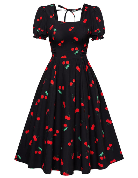 Belle Poque Plus Size Vintage Dresses for Women Cocktail Tea Party Sun Dresses Beach Summer Casual Dress Black XXL