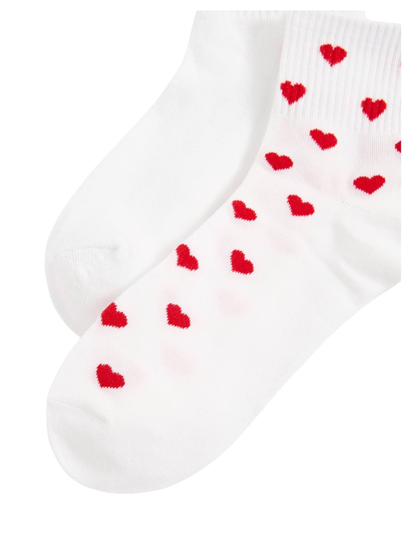 Milumia Women's 2 Pairs Heart Print Ankle Socks Comfort Low Cut No Show Socks White One Size