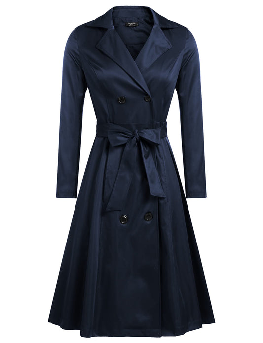 Zeagoo Women's Trench Coats Double-Breasted Long Coat with Belt