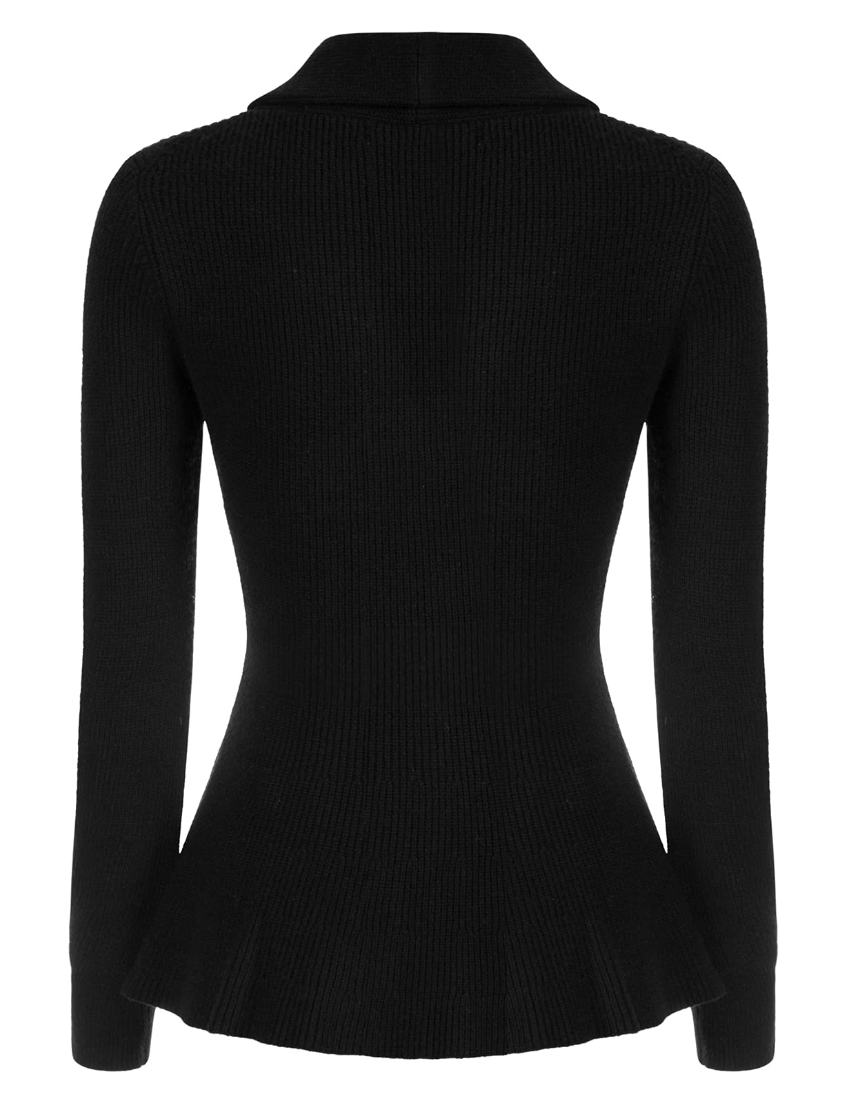 Belle Poque Women Shawl Collar Cardigan Sweater Soft Elegant Sweater for Office Peplum Hem Sweater for Work (Black, S)