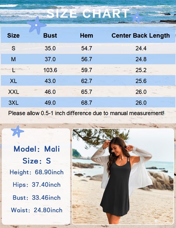 AI'MAGE Women's Swimsuit Cover Up Spaghetti Strap Eyelet Bathing Suit Cover Ups Sleeveless Beach Cover Up Dress S-3XL, Khaki Leaves, XXLarge