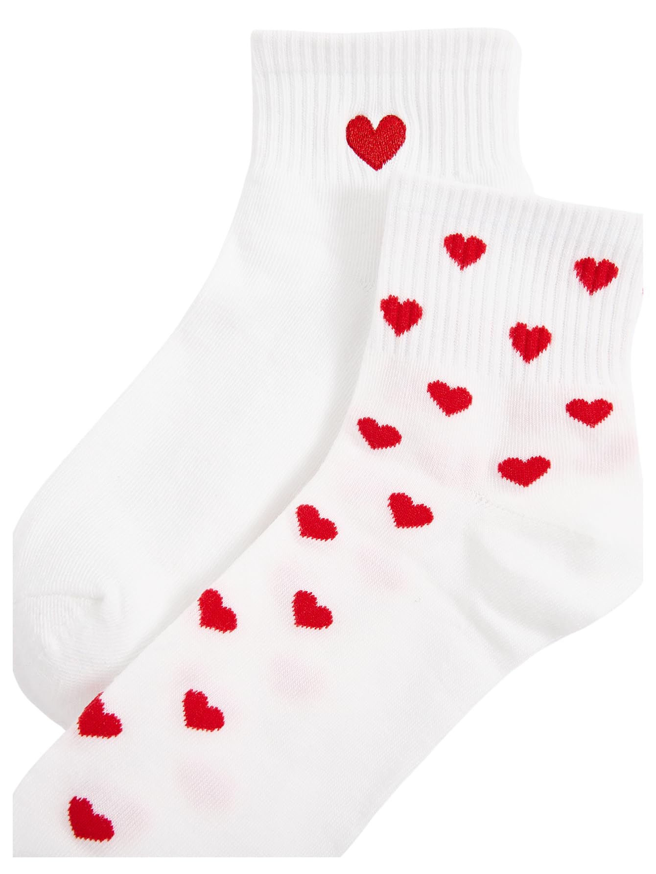 Milumia Women's 2 Pairs Heart Print Ankle Socks Comfort Low Cut No Show Socks White One Size