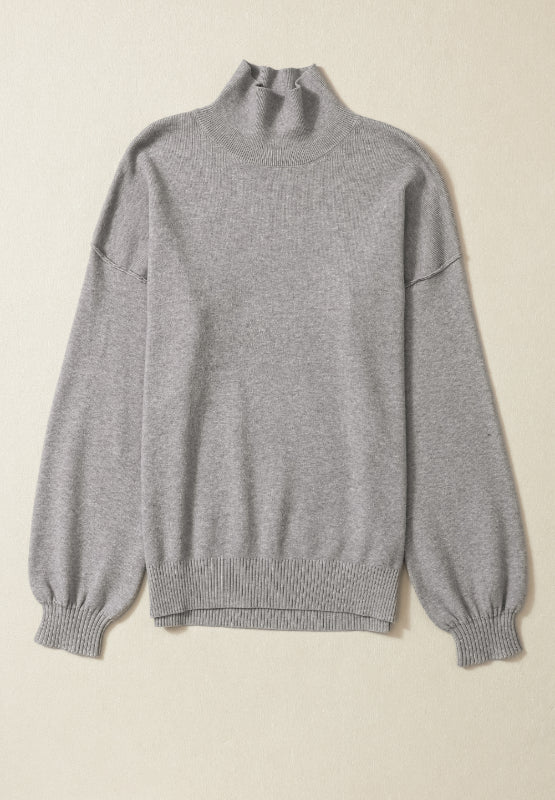 Mock Neck Dropped Shoulder Sweater