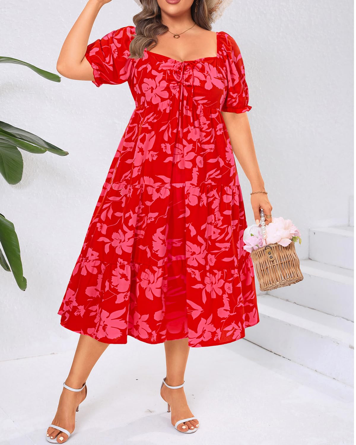 Talisea Plus Size Spring Dresses Women Floral Summer Boho Sundress Casual Beach Flowy Pastel Easter Wedding Guest Dress 2025