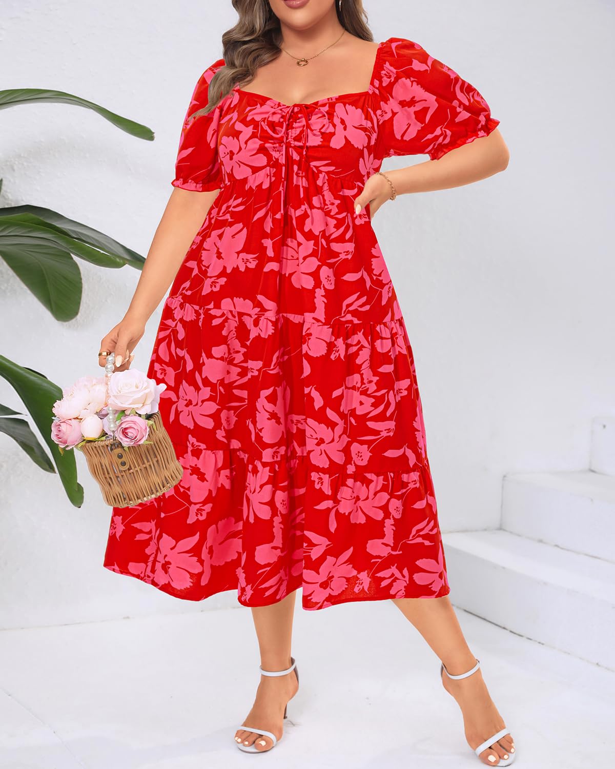 Talisea Plus Size Spring Dresses Women Floral Summer Boho Sundress Casual Beach Flowy Pastel Easter Wedding Guest Dress 2025