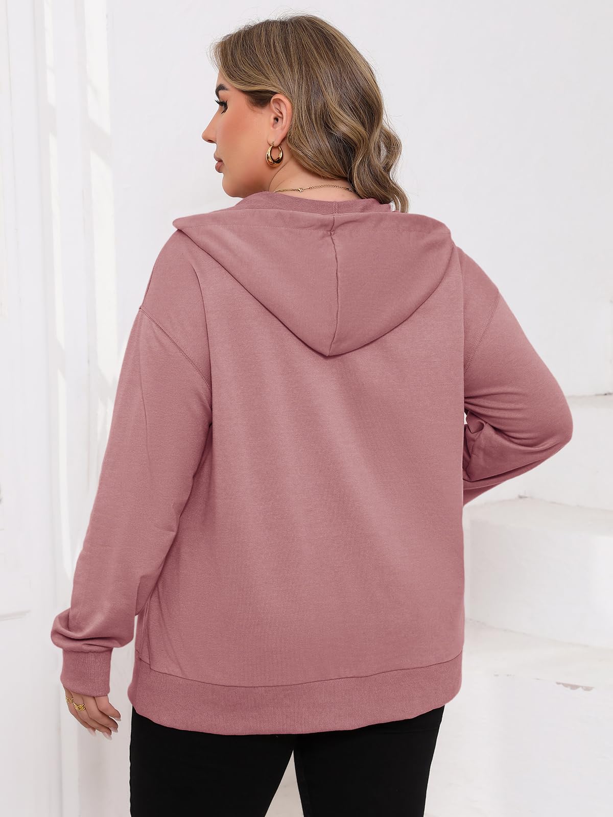 TAKEYAL Womens Plus Size Pullover Long Sleeve Half Zip Oversized Sweatshirt Drop Shoulder Hoodies Fall Spring Y2K Clothes (Pink purple, XL)