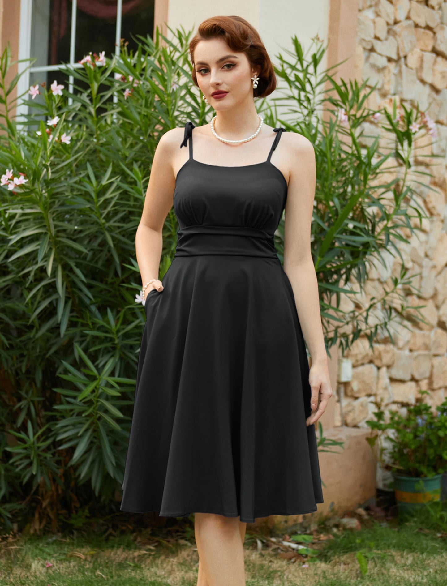 Belle Poque Black Cocktail Dress for Women Classy Elegant Tea Party Dress Cute Flowy Swing Dress XXL