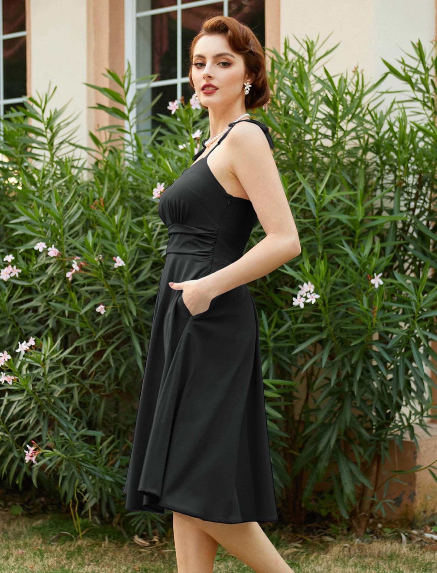 Belle Poque Black Cocktail Dress for Women Classy Elegant Tea Party Dress Cute Flowy Swing Dress XXL