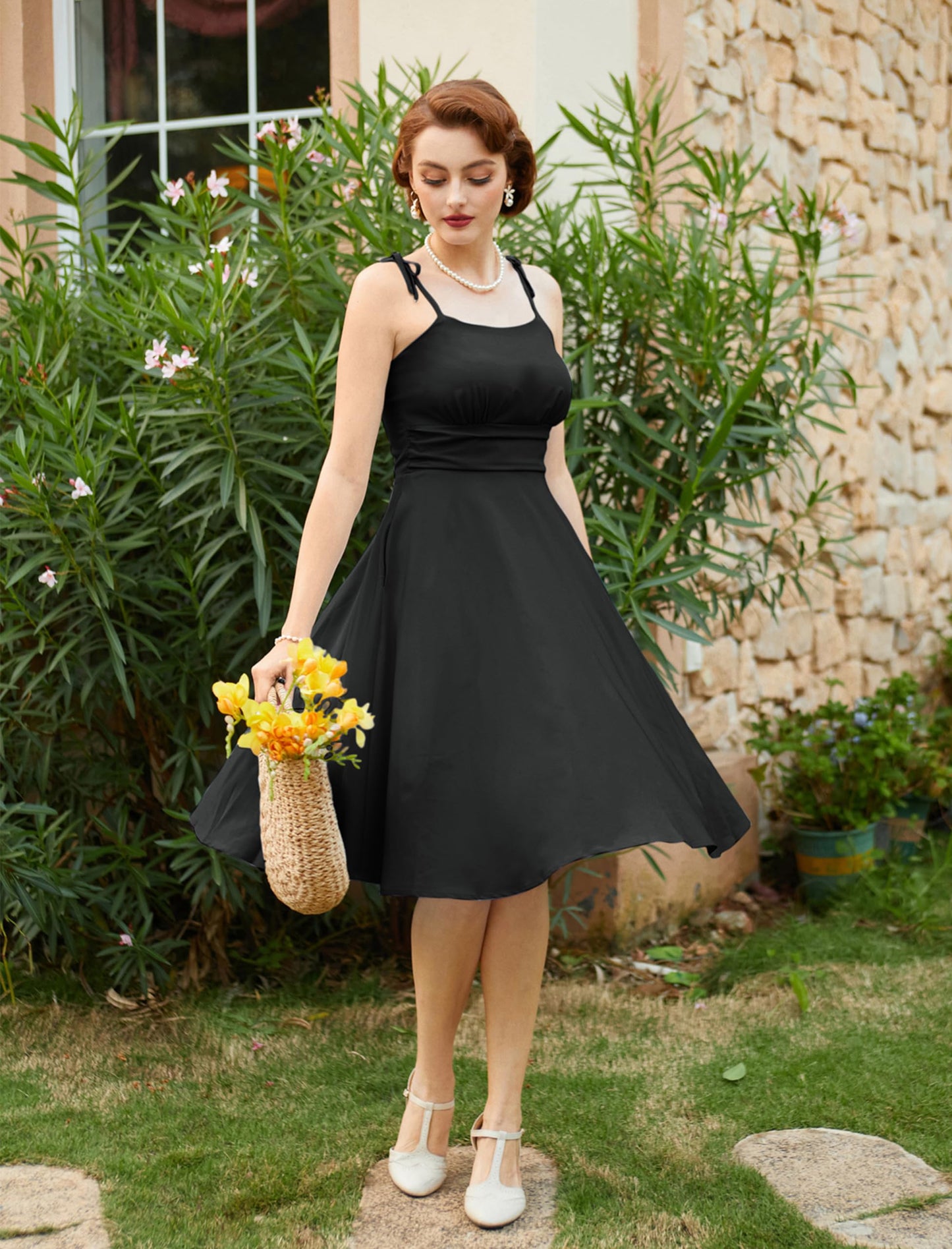 Belle Poque Black Cocktail Dress for Women Classy Elegant Tea Party Dress Cute Flowy Swing Dress XXL