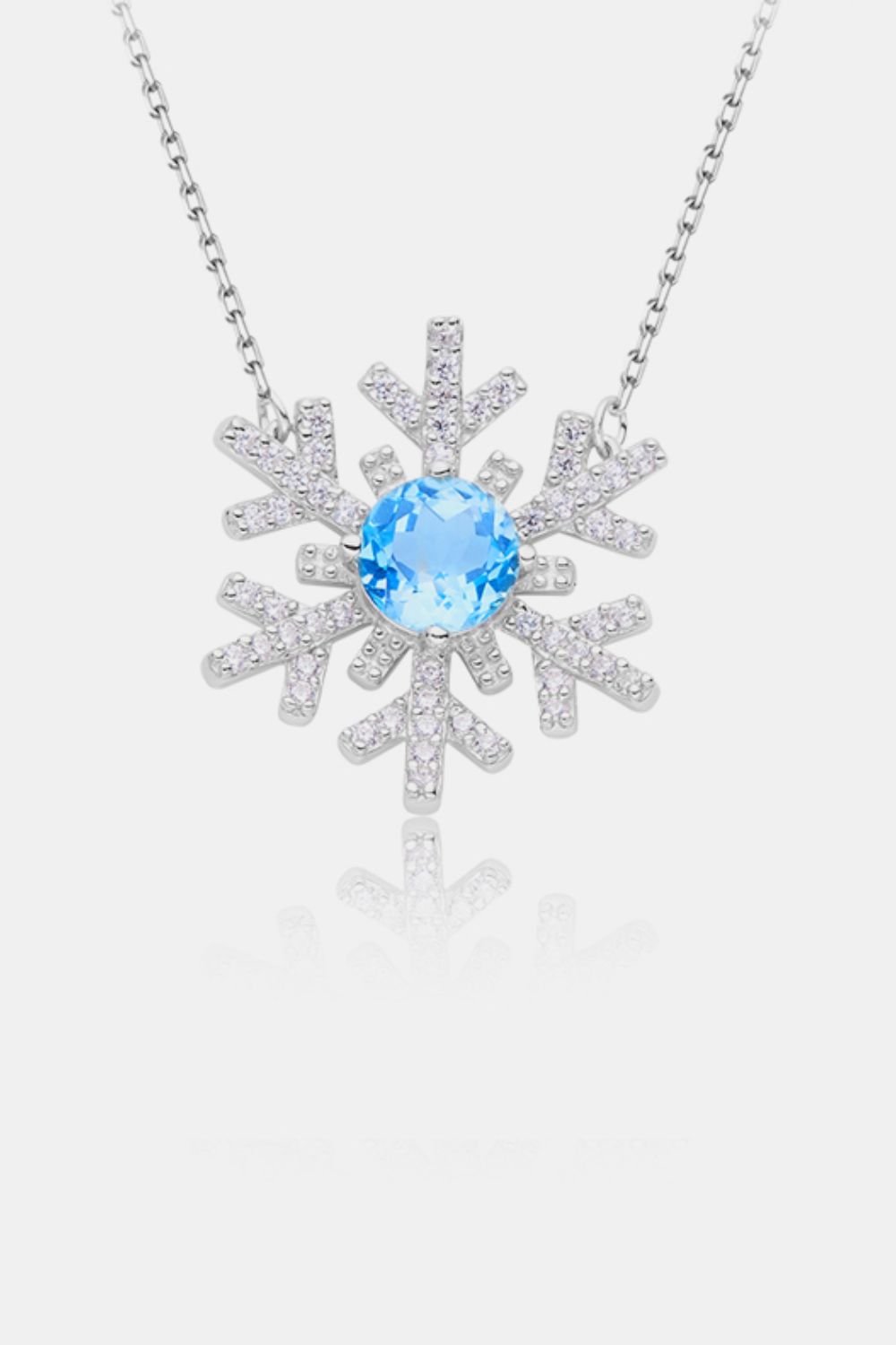 925 Sterling Silver Topaz Snowflake Shape Necklace - Bella Blue Styles