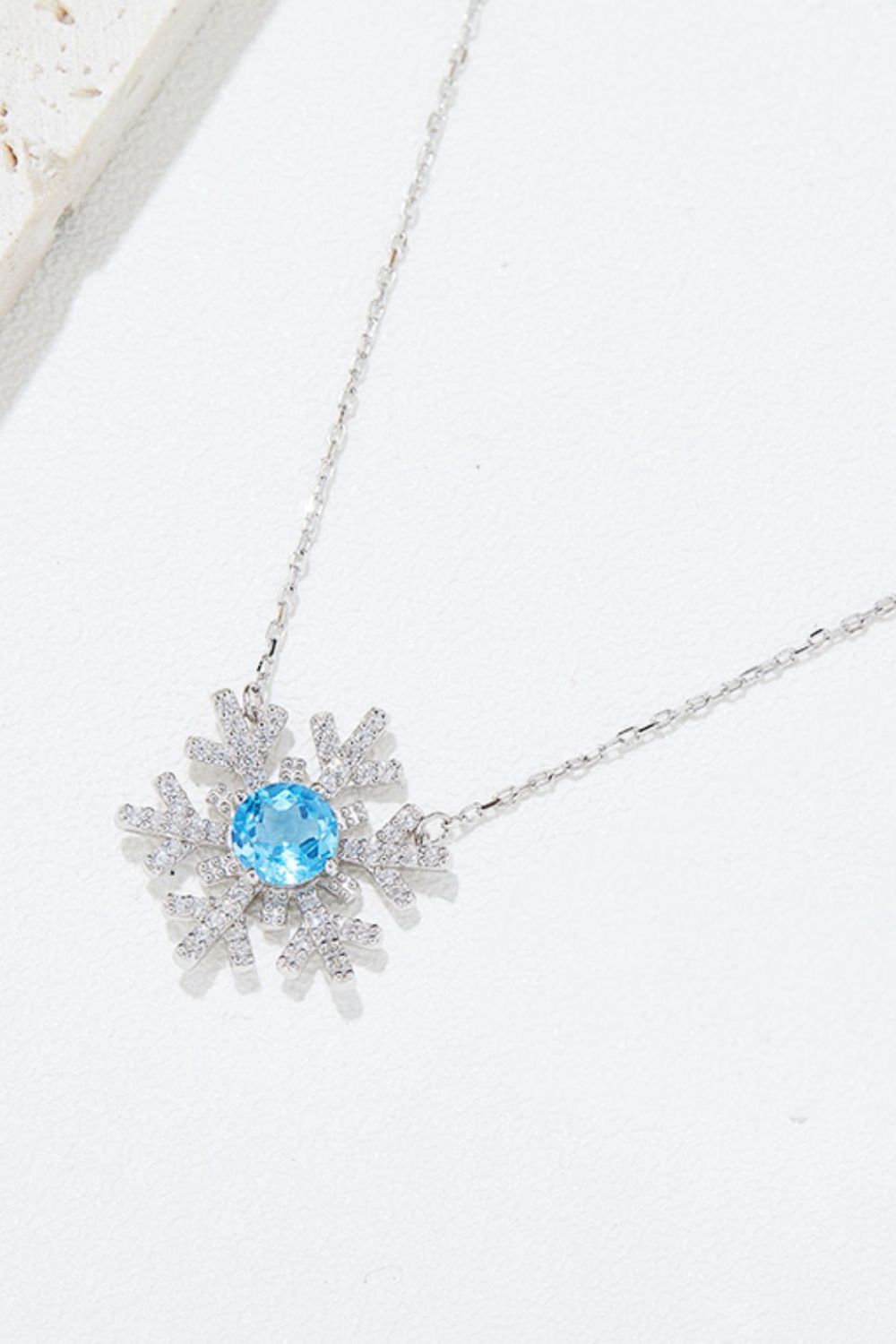 925 Sterling Silver Topaz Snowflake Shape Necklace - Bella Blue Styles