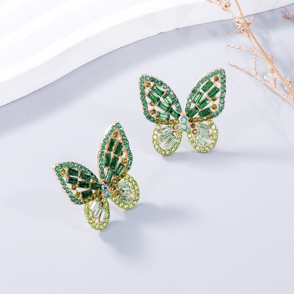 Alloy Inlaid Rhinestone Butterfly Earrings - Bella Blue Styles