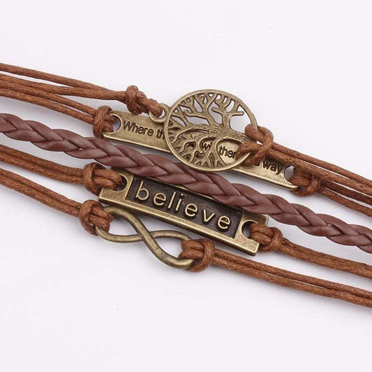 Alloy PU Leather Rope Bracelet - Bella Blue Styles