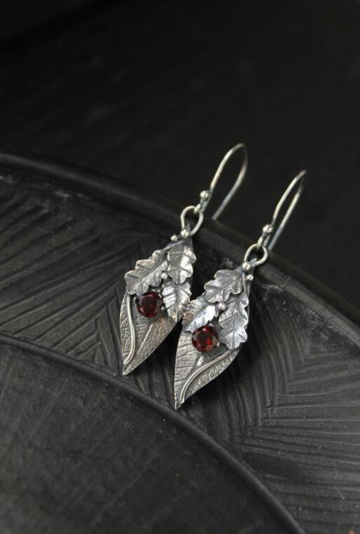 Alloy Rhinestone Leaf Shape Earrings - Bella Blue Styles