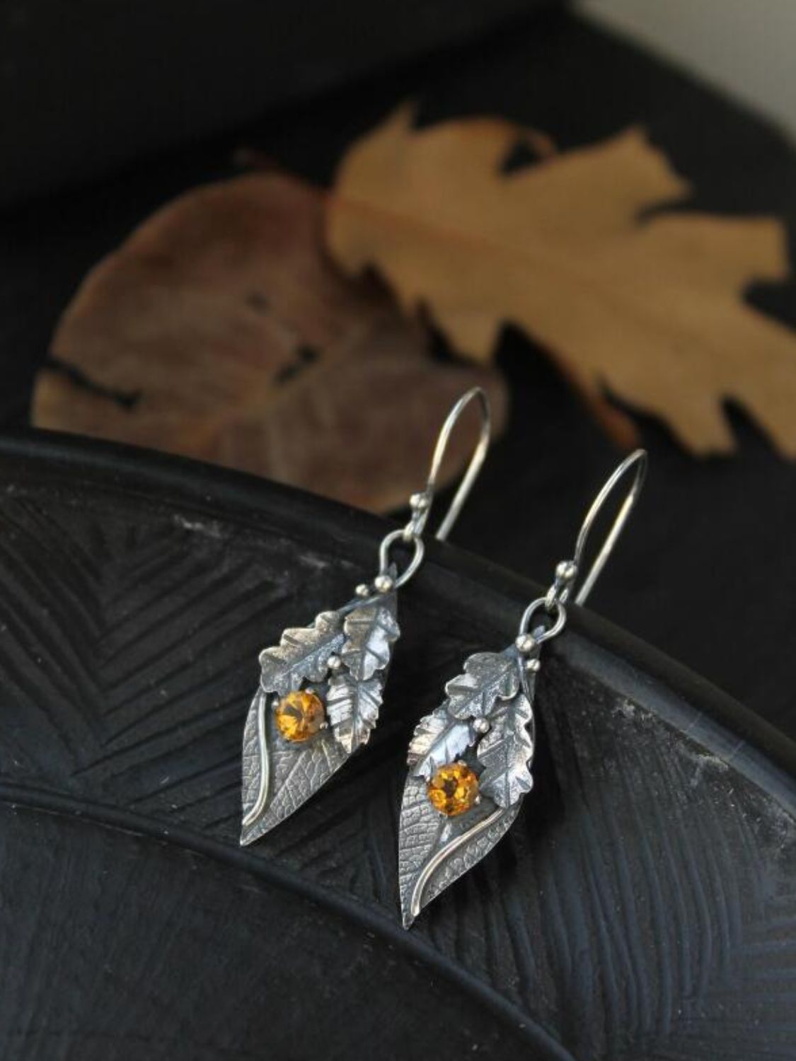 Alloy Rhinestone Leaf Shape Earrings - Bella Blue Styles