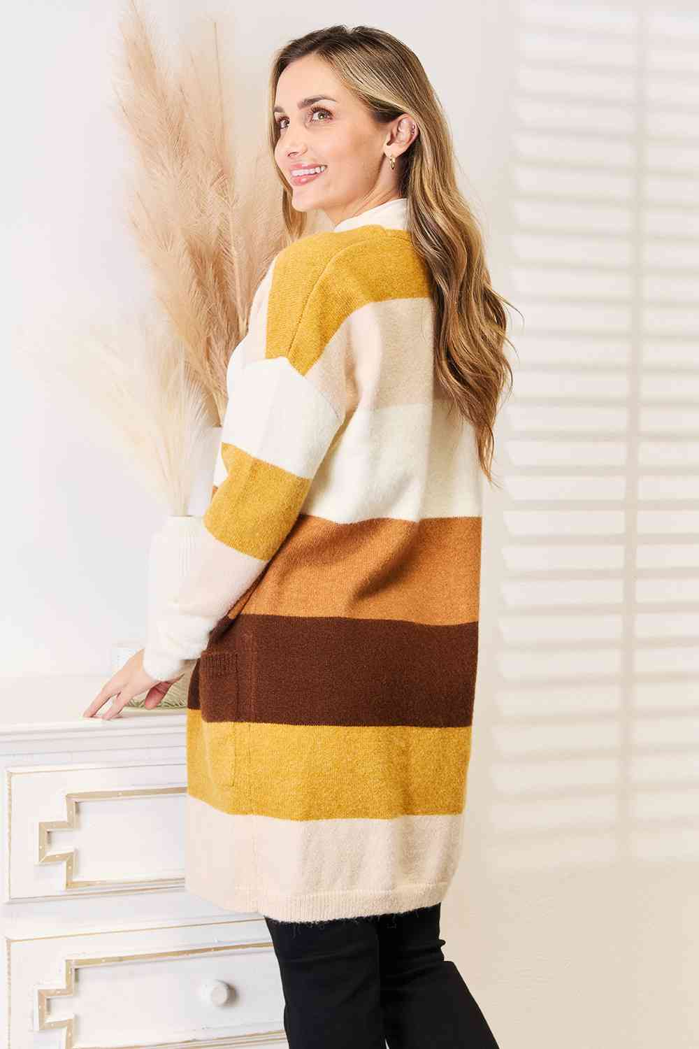 Amara Color Block Dropped Shoulder Cardigan - Bella Blue Styles