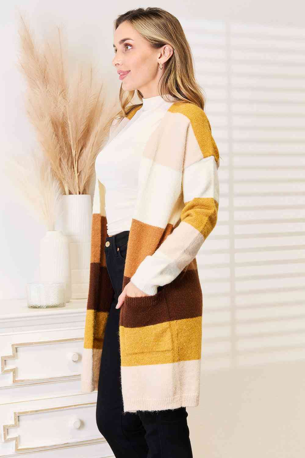 Amara Color Block Dropped Shoulder Cardigan - Bella Blue Styles