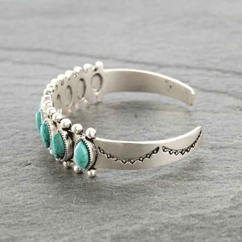 Artificial Turquoise Alloy Open Bracelet - Bella Blue Styles