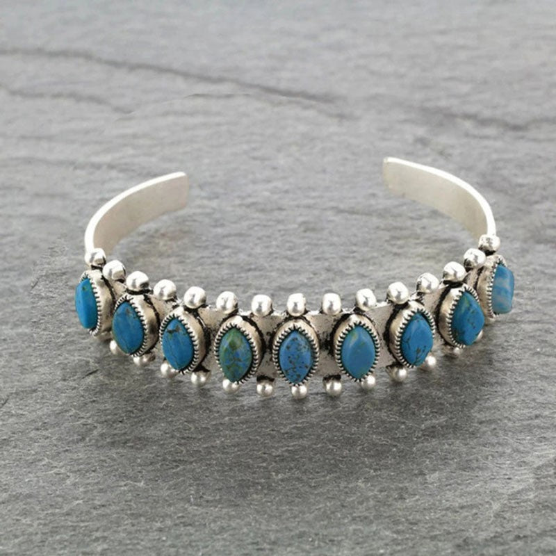 Artificial Turquoise Alloy Open Bracelet - Bella Blue Styles