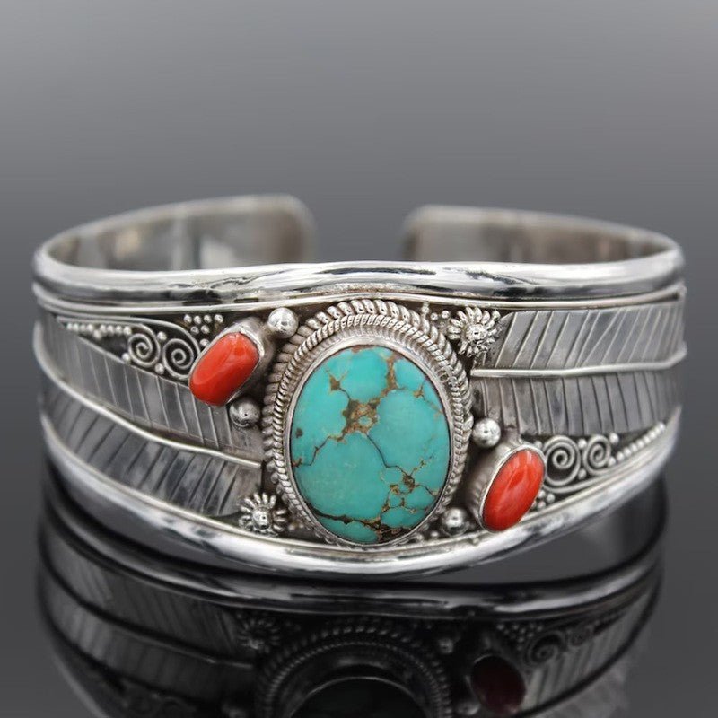 Artificial Turquoise Alloy Open Bracelet - Bella Blue Styles