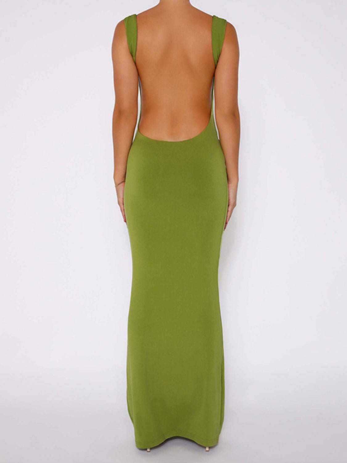 Backless Wide Strap Maxi Dress - Bella Blue Styles