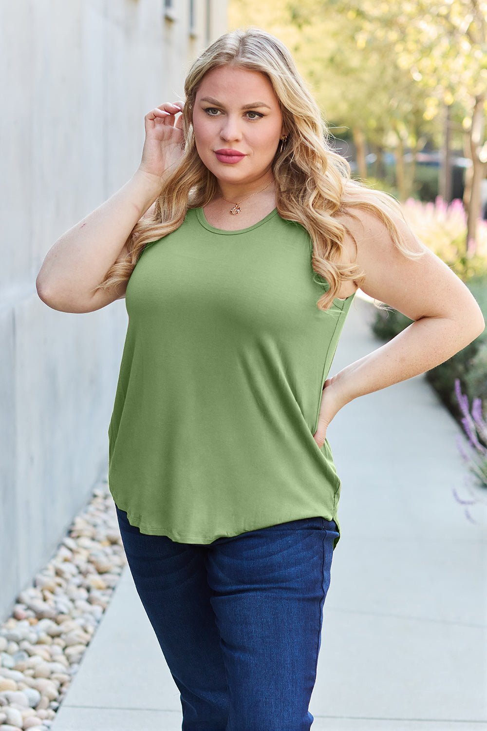 Basic Bae Bamboo Full Size Round Neck Tank - Bella Blue Styles