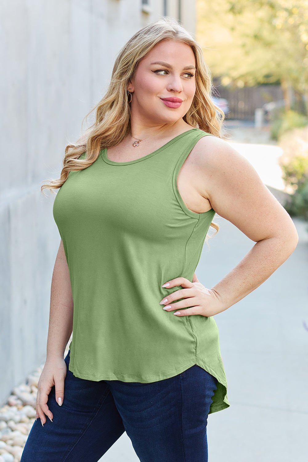 Basic Bae Bamboo Full Size Round Neck Tank - Bella Blue Styles