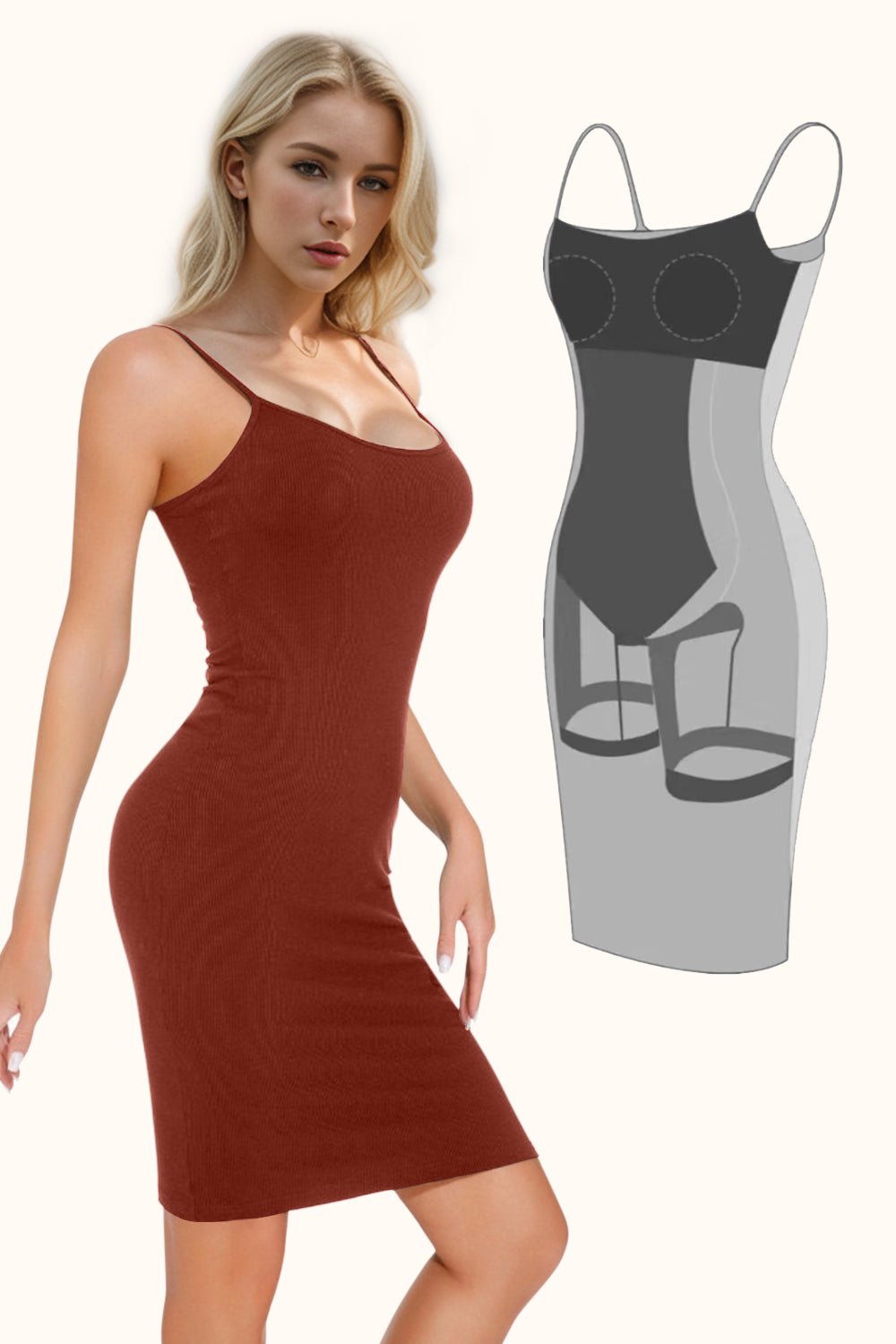 Basic Bae Full Size Built - In Shapewear Scoop Neck Sleeveless Dress - Bella Blue Styles