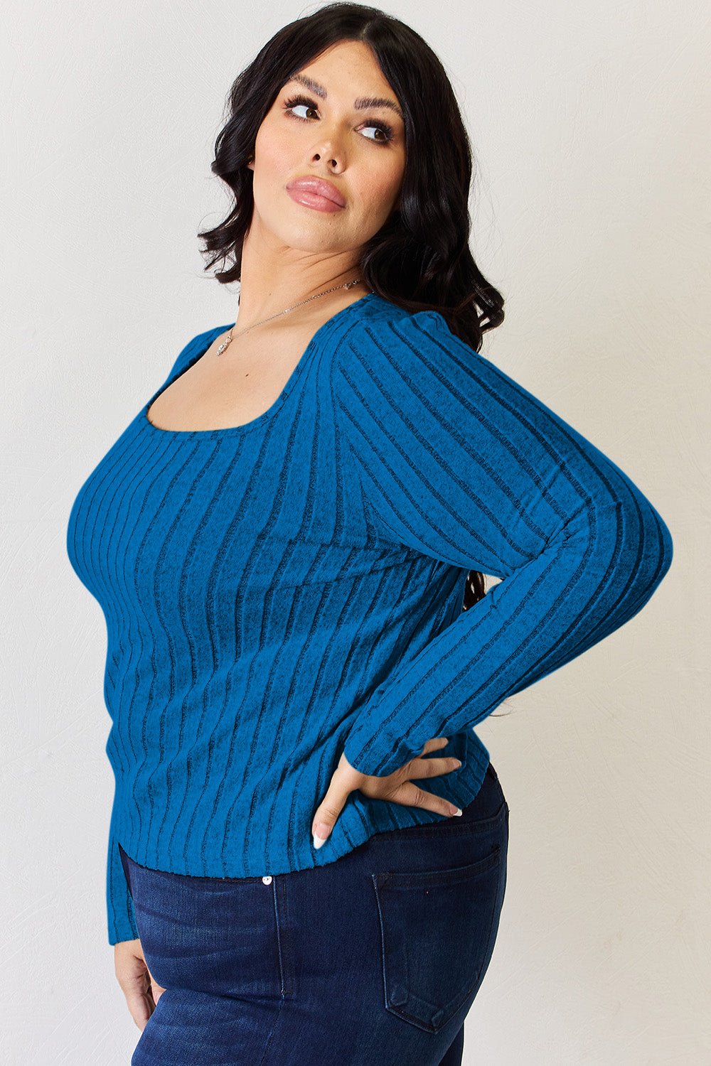 Basic Bae Full Size Ribbed Long Sleeve T-Shirt - Bella Blue Styles