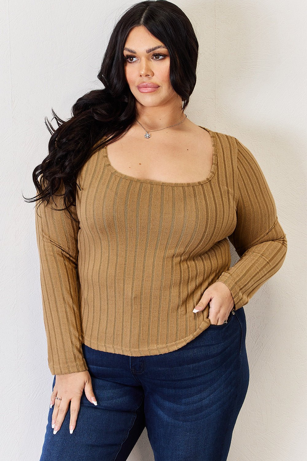 Basic Bae Full Size Ribbed Long Sleeve T-Shirt - Bella Blue Styles