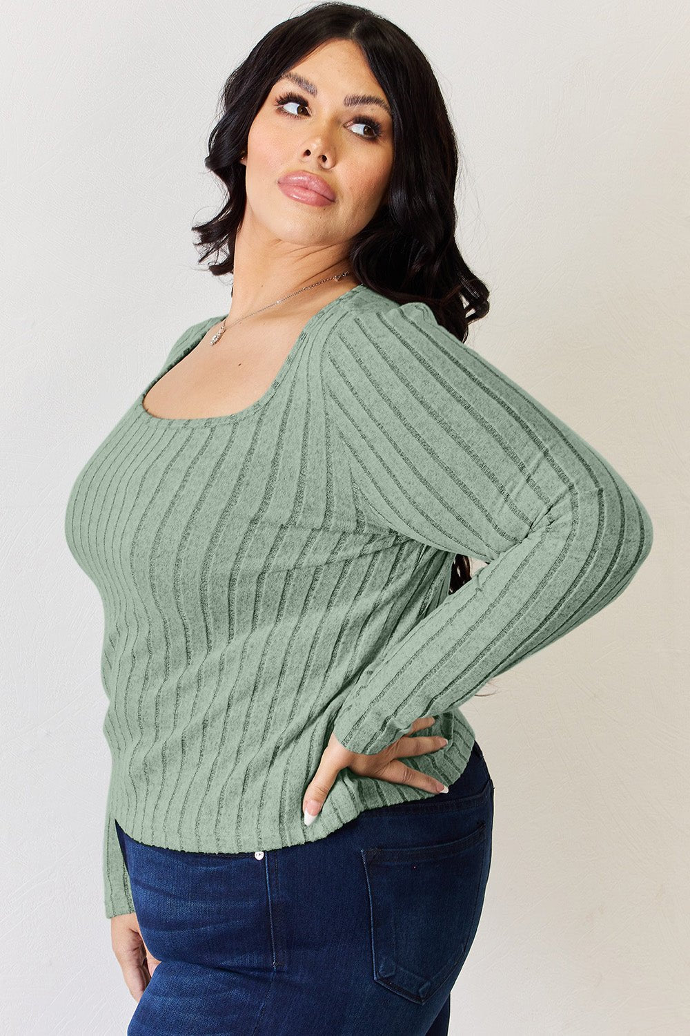 Basic Bae Full Size Ribbed Long Sleeve T-Shirt - Bella Blue Styles