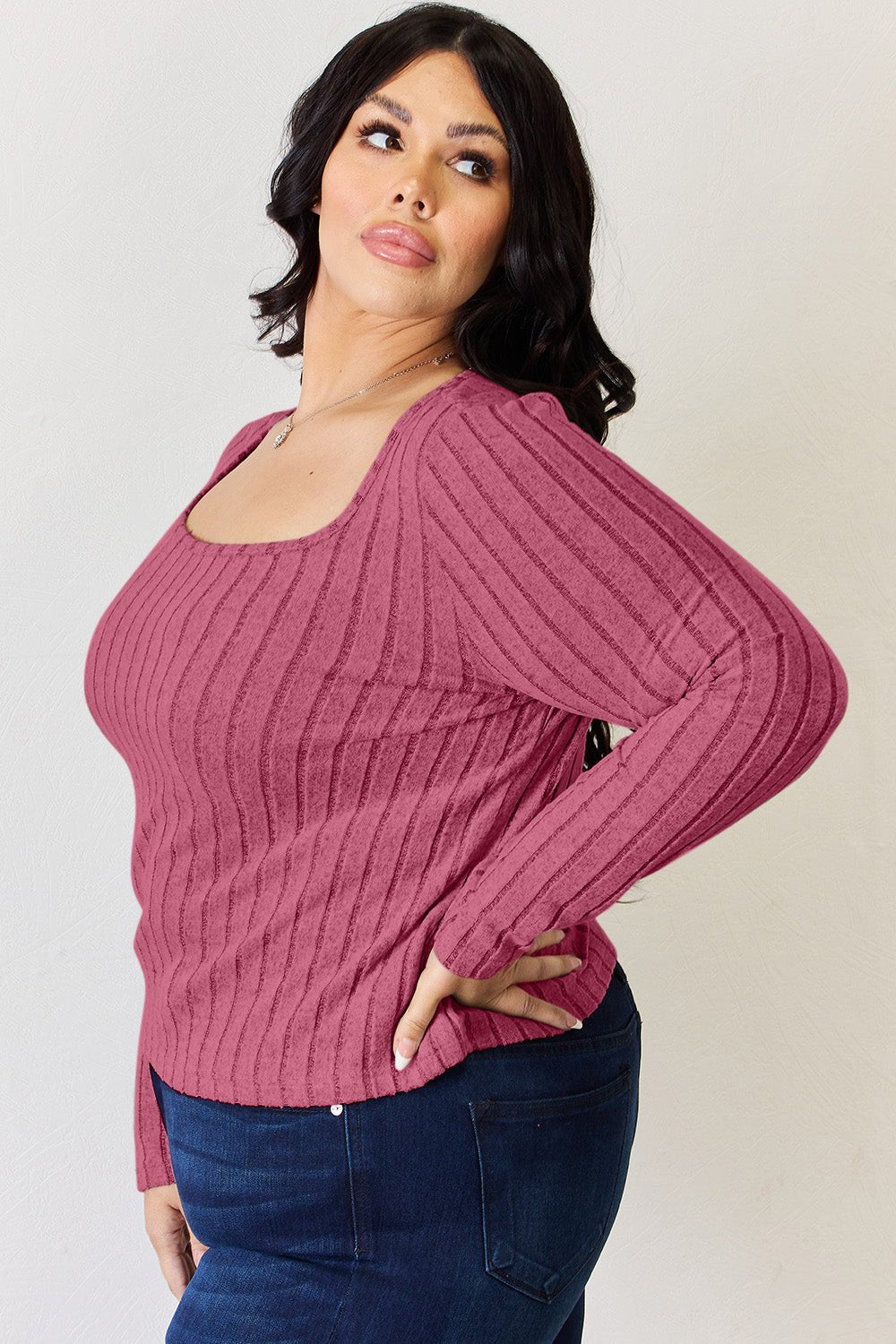 Basic Bae Full Size Ribbed Long Sleeve T-Shirt - Bella Blue Styles