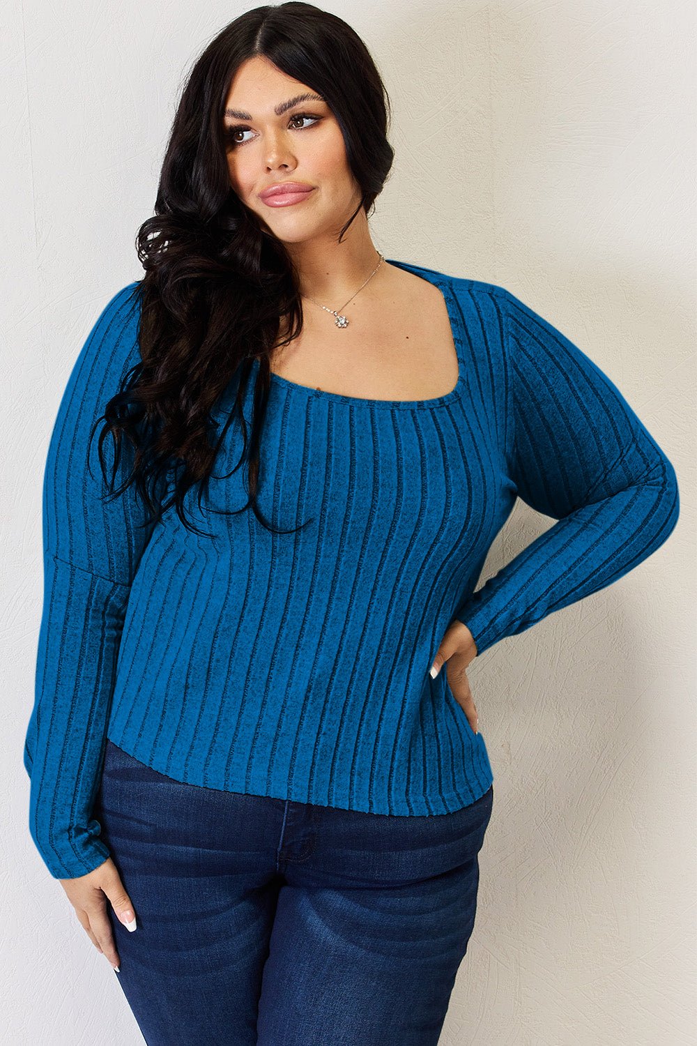 Basic Bae Full Size Ribbed Long Sleeve T-Shirt - Bella Blue Styles