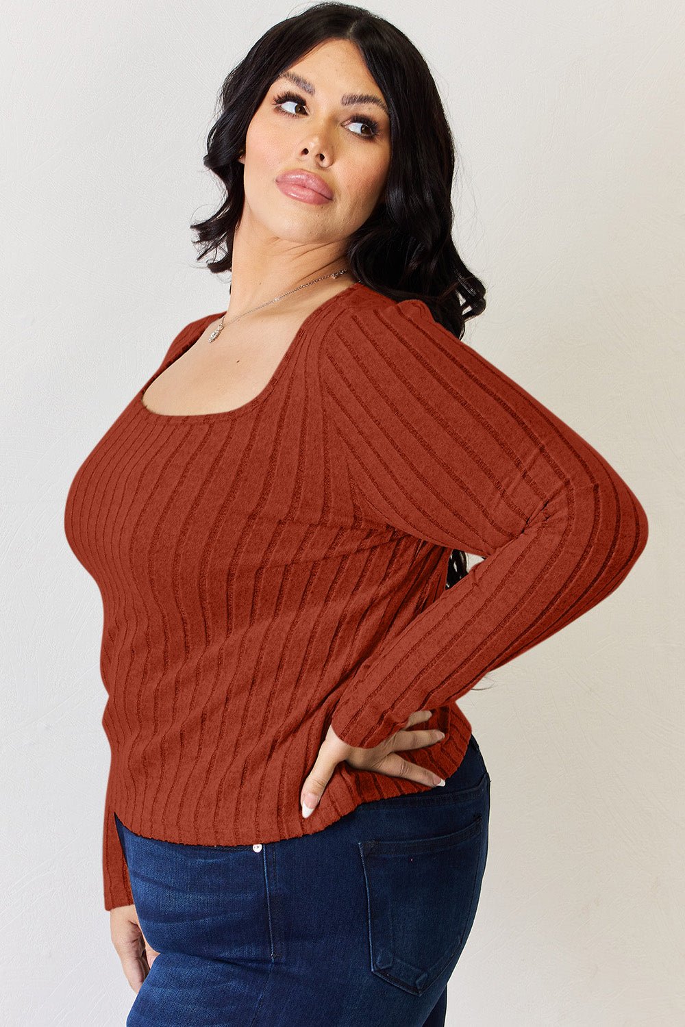 Basic Bae Full Size Ribbed Long Sleeve T-Shirt - Bella Blue Styles