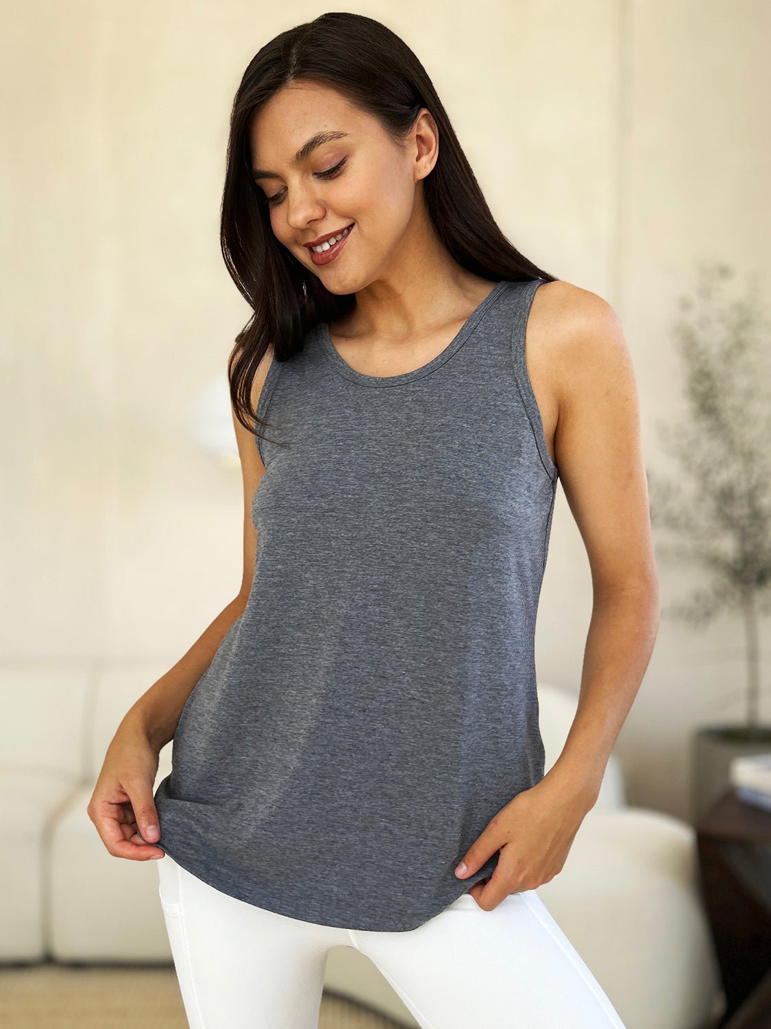 Basic Bae Full Size Round Neck Curved Hem Tank - Bella Blue Styles