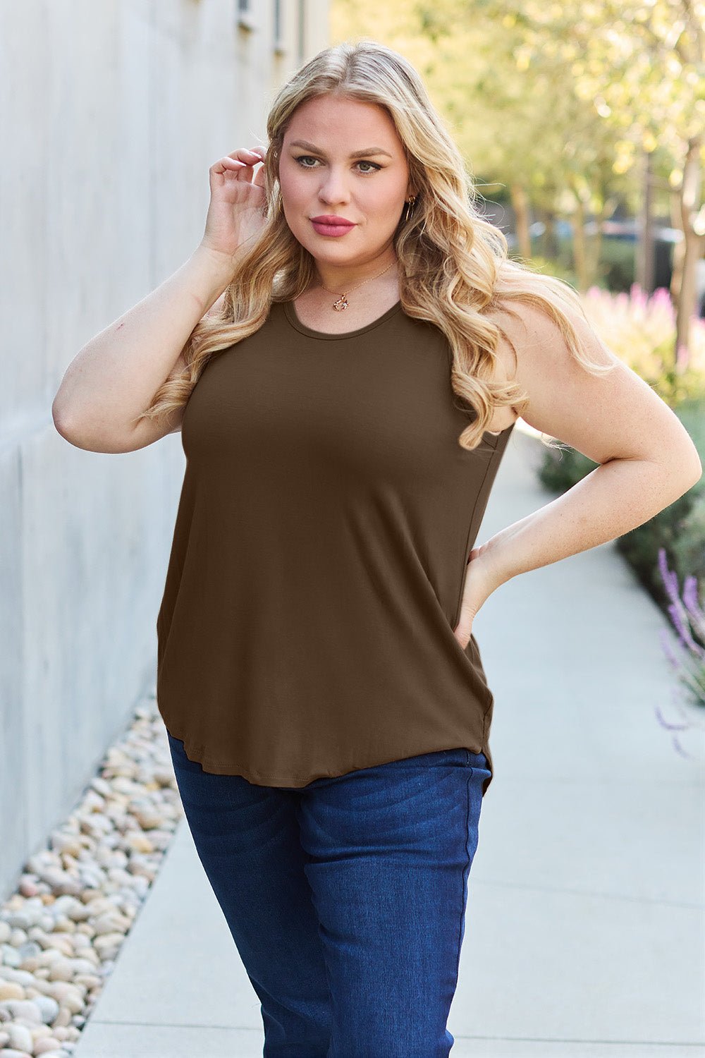 Basic Bae Full Size Round Neck Curved Hem Tank - Bella Blue Styles