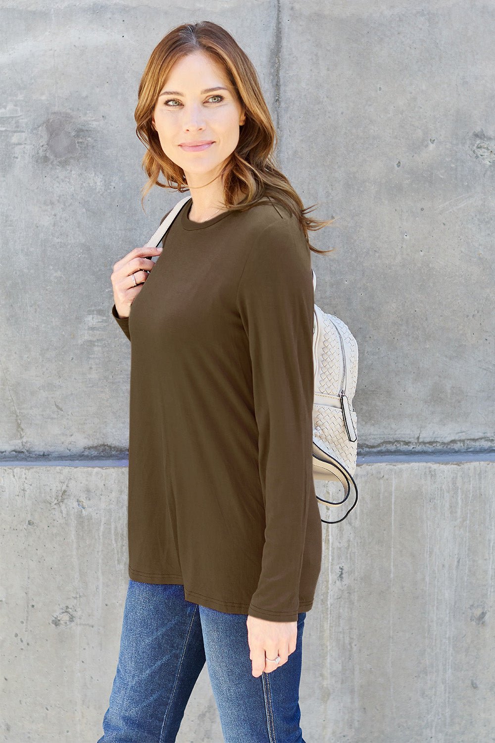 Basic Bae Full Size Round Neck Long Sleeve Top - Bella Blue Styles